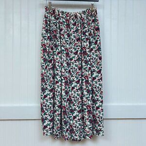 Vintage Floral Palazzo Pants Women's Elastic Pull-On A-Line Cottagecore Boho